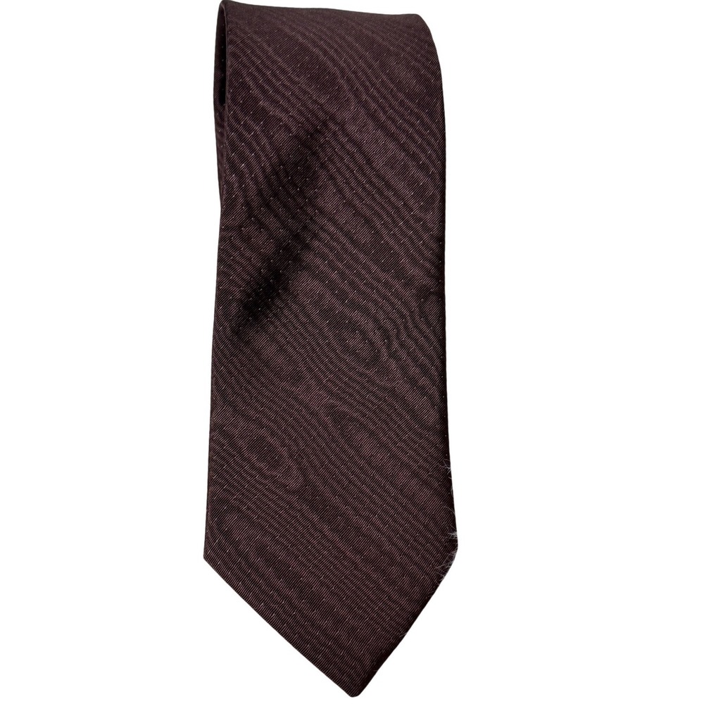 Miky Blanco Brown Silk Tie 18kt Gold Thread Made in Italy Micro Dot‎ Necktie